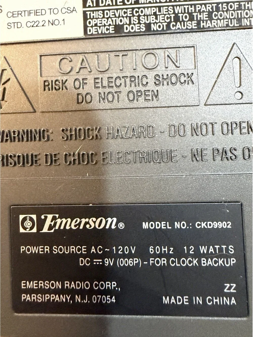Emerson CKD9902 Digital Dual Alarm Clock AM FM Radio CD Player Tested Working